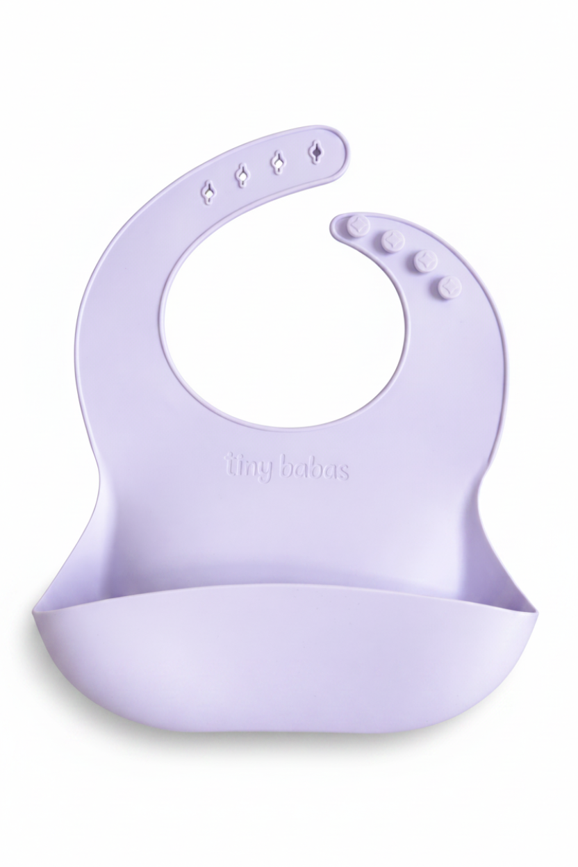 Soft silicone baby bib set in neutral colours — Tiny Babas UK