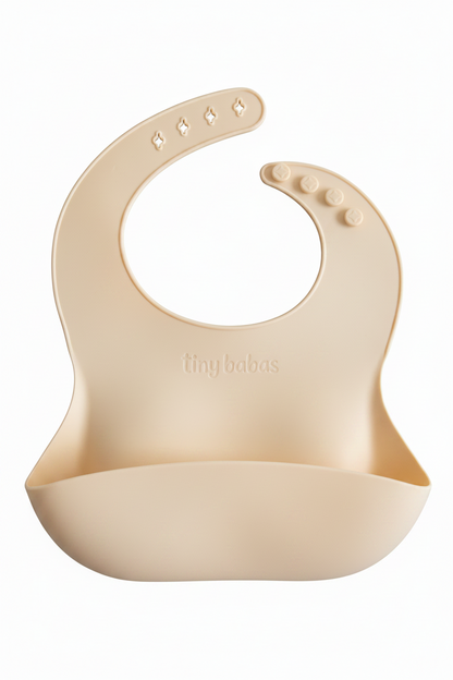 Soft silicone baby bib set in neutral colours — Tiny Babas UK